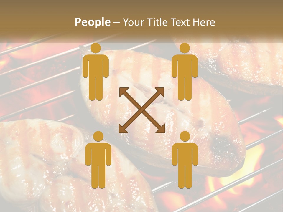 Three Pieces Of Meat Cooking On A Grill PowerPoint Template
