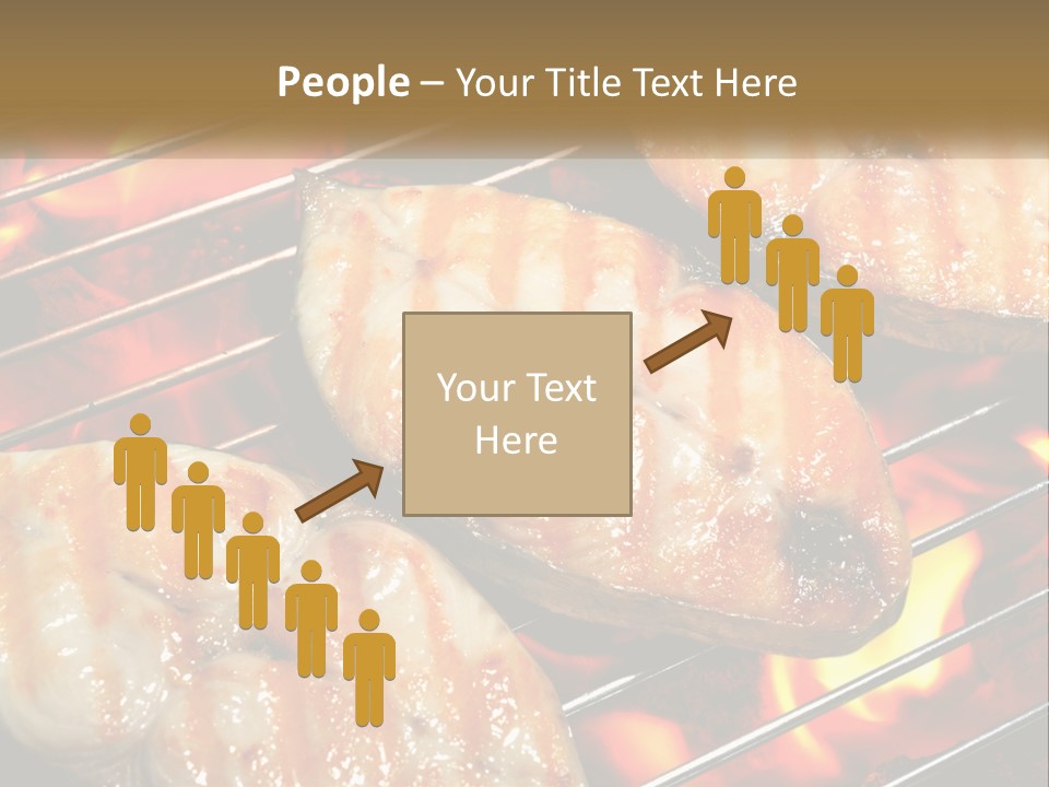 Three Pieces Of Meat Cooking On A Grill PowerPoint Template