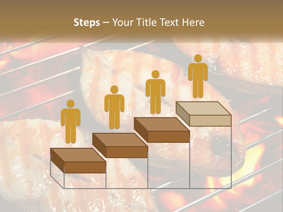 Three Pieces Of Meat Cooking On A Grill PowerPoint Template