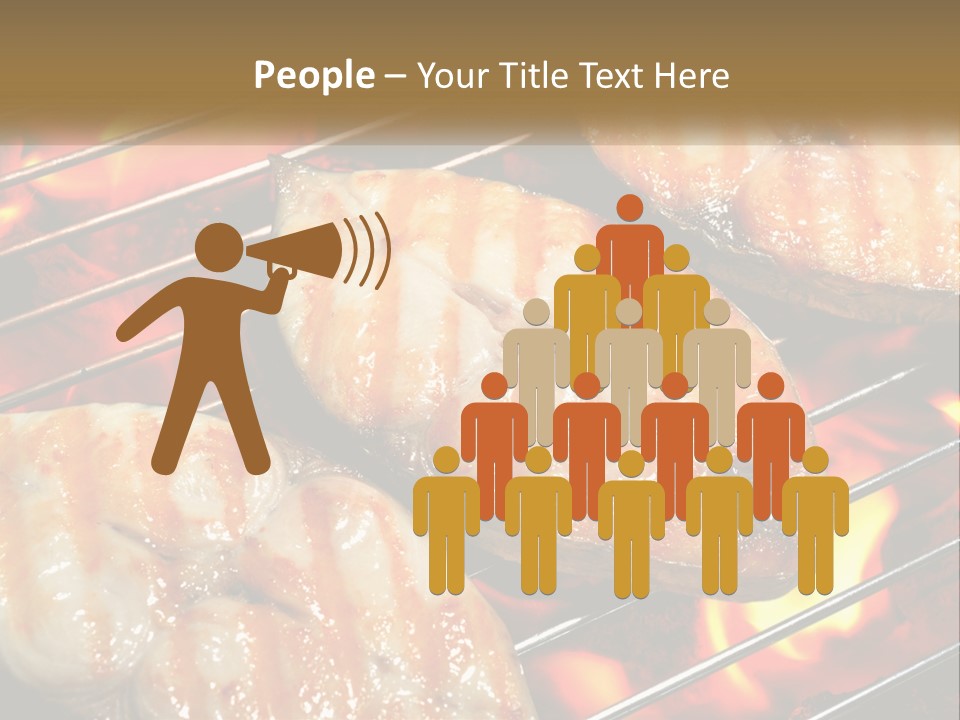 Three Pieces Of Meat Cooking On A Grill PowerPoint Template