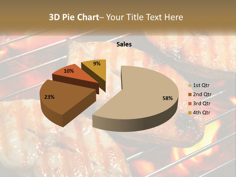 Three Pieces Of Meat Cooking On A Grill PowerPoint Template