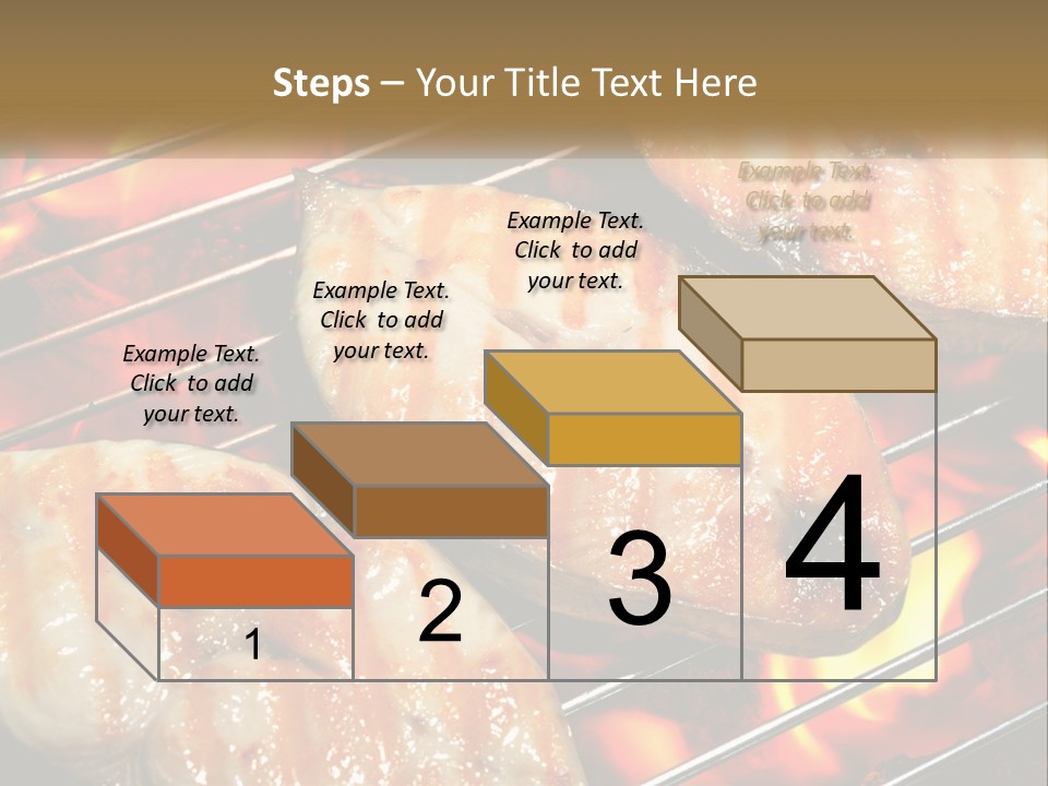 Three Pieces Of Meat Cooking On A Grill PowerPoint Template
