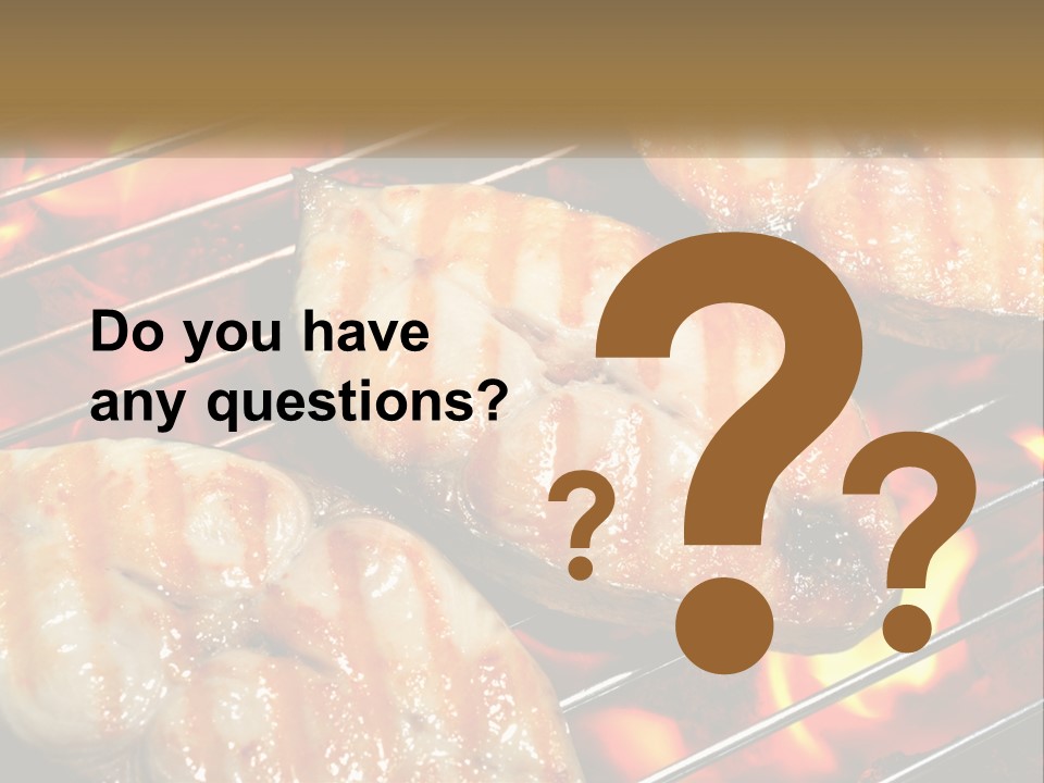 Three Pieces Of Meat Cooking On A Grill PowerPoint Template