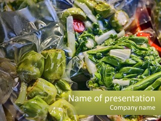 A Variety Of Vegetables Are Wrapped In Plastic PowerPoint Template