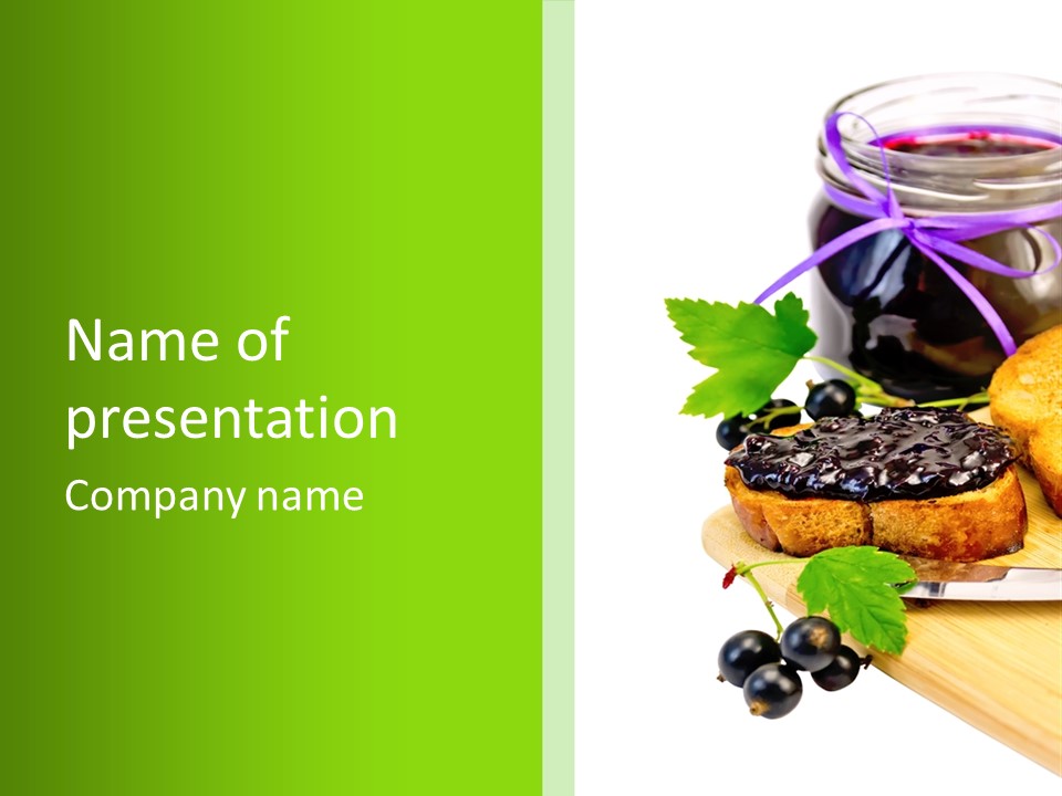 A Table Topped With Bread And Jam Next To A Jar Of Jam PowerPoint Template