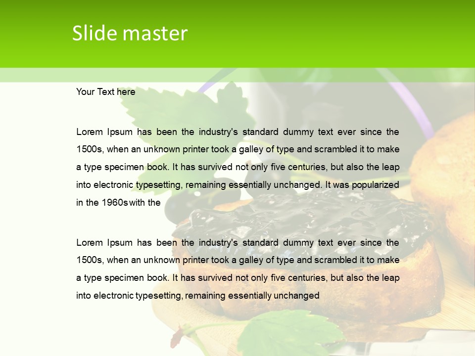 A Table Topped With Bread And Jam Next To A Jar Of Jam PowerPoint Template