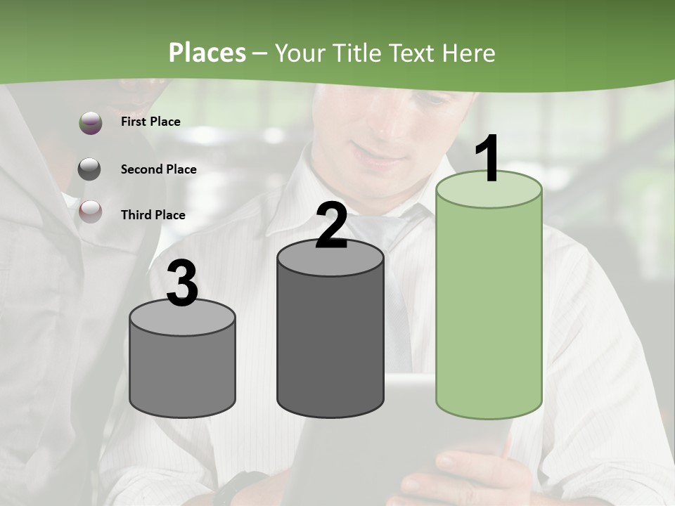 A Man And A Woman Looking At A Tablet PowerPoint Template