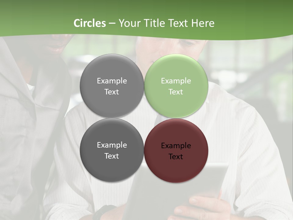 A Man And A Woman Looking At A Tablet PowerPoint Template