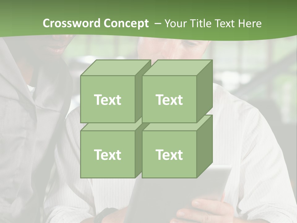 A Man And A Woman Looking At A Tablet PowerPoint Template