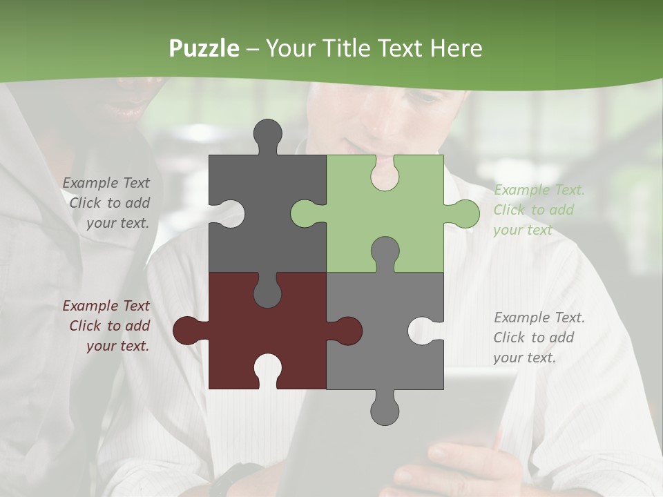 A Man And A Woman Looking At A Tablet PowerPoint Template