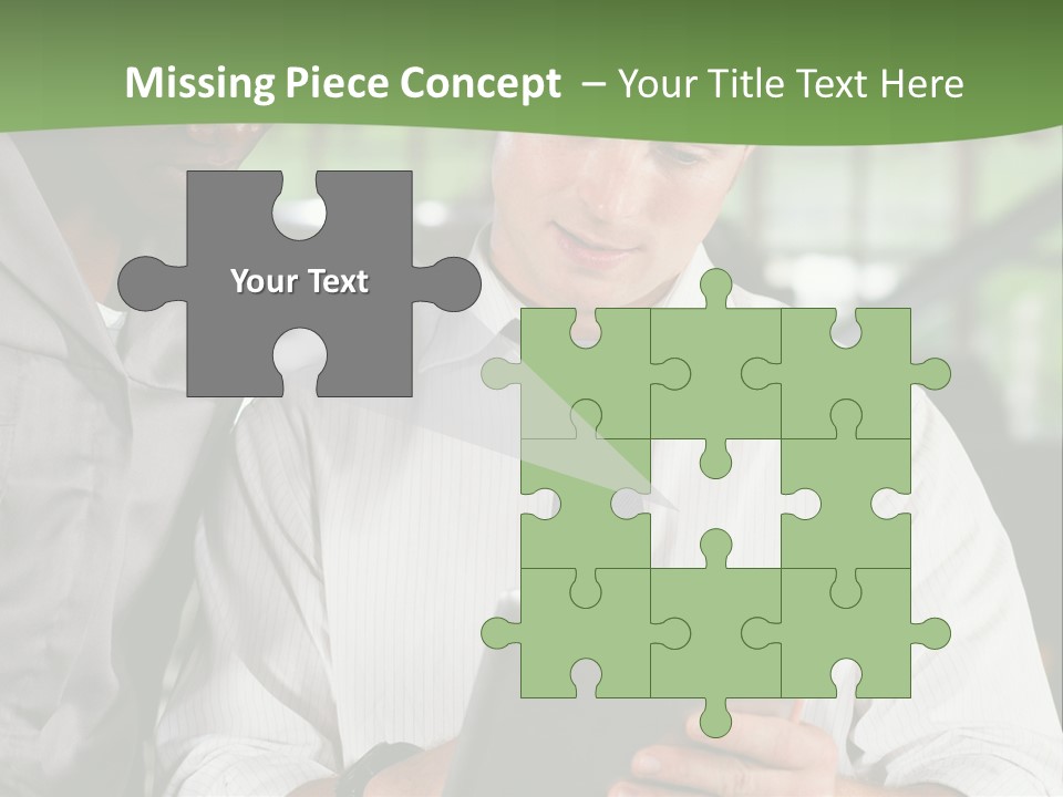 A Man And A Woman Looking At A Tablet PowerPoint Template