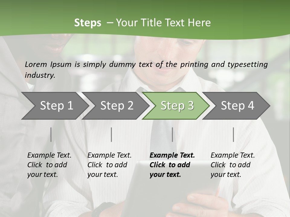 A Man And A Woman Looking At A Tablet PowerPoint Template