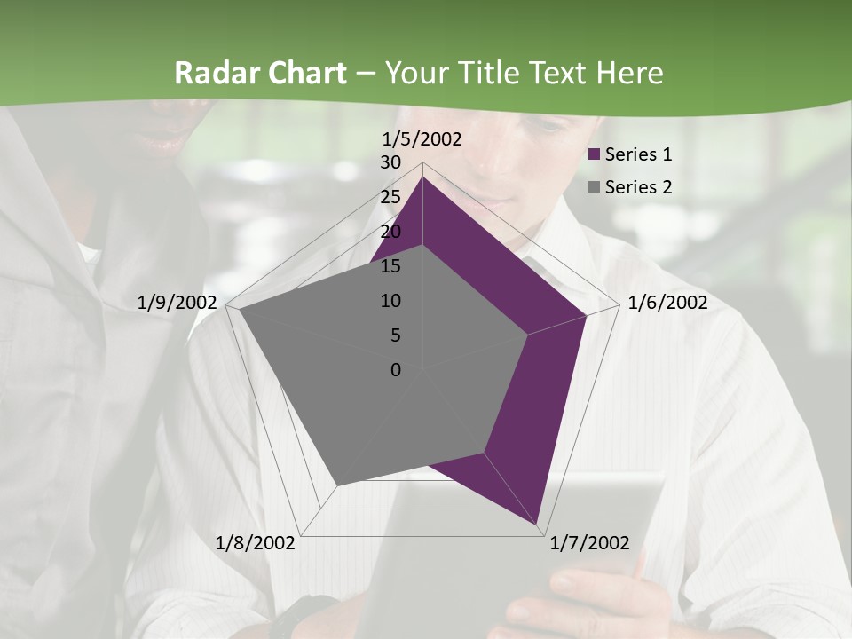 A Man And A Woman Looking At A Tablet PowerPoint Template