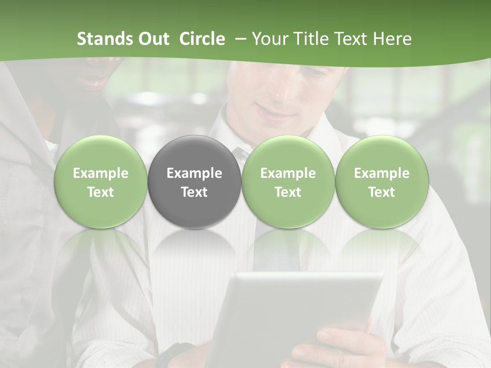 A Man And A Woman Looking At A Tablet PowerPoint Template