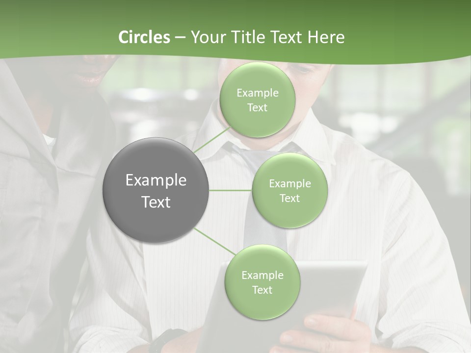 A Man And A Woman Looking At A Tablet PowerPoint Template