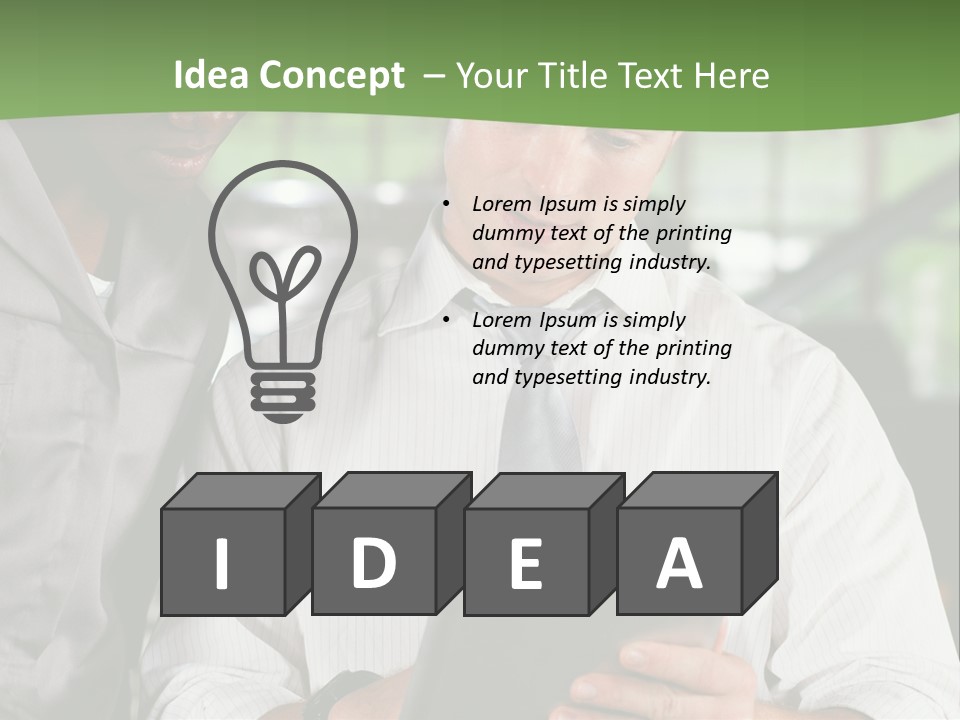 A Man And A Woman Looking At A Tablet PowerPoint Template