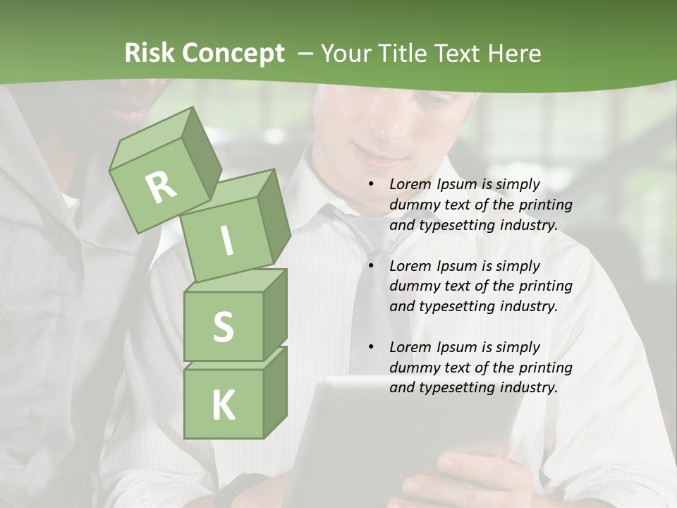 A Man And A Woman Looking At A Tablet PowerPoint Template