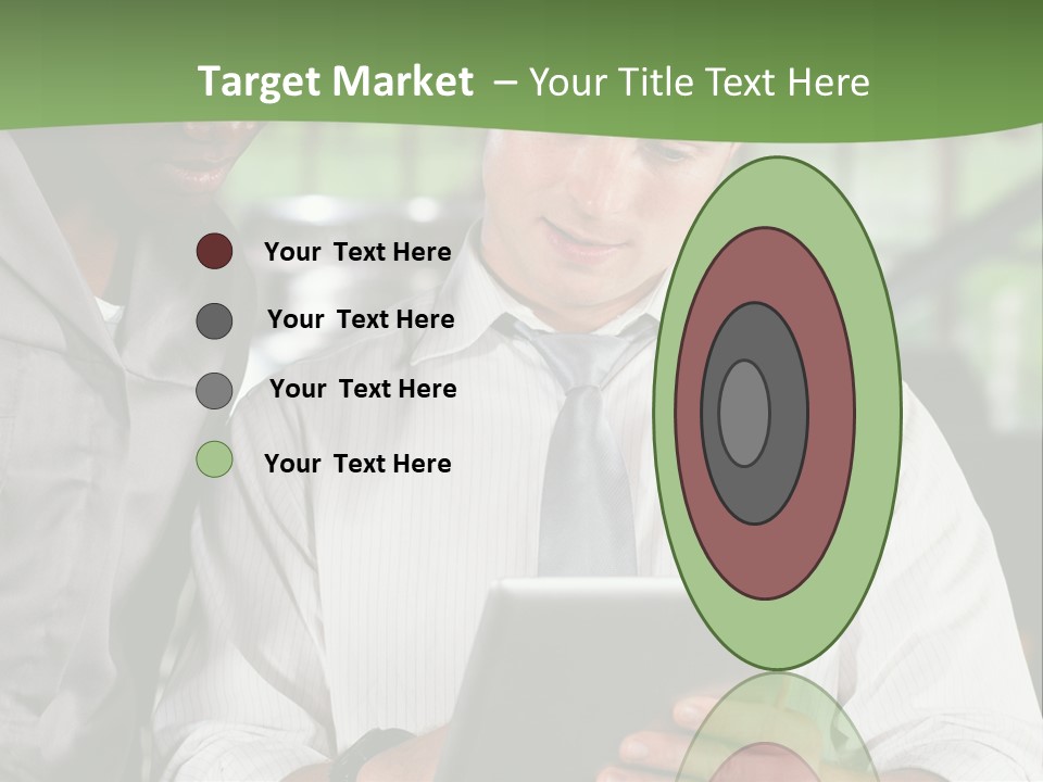 A Man And A Woman Looking At A Tablet PowerPoint Template