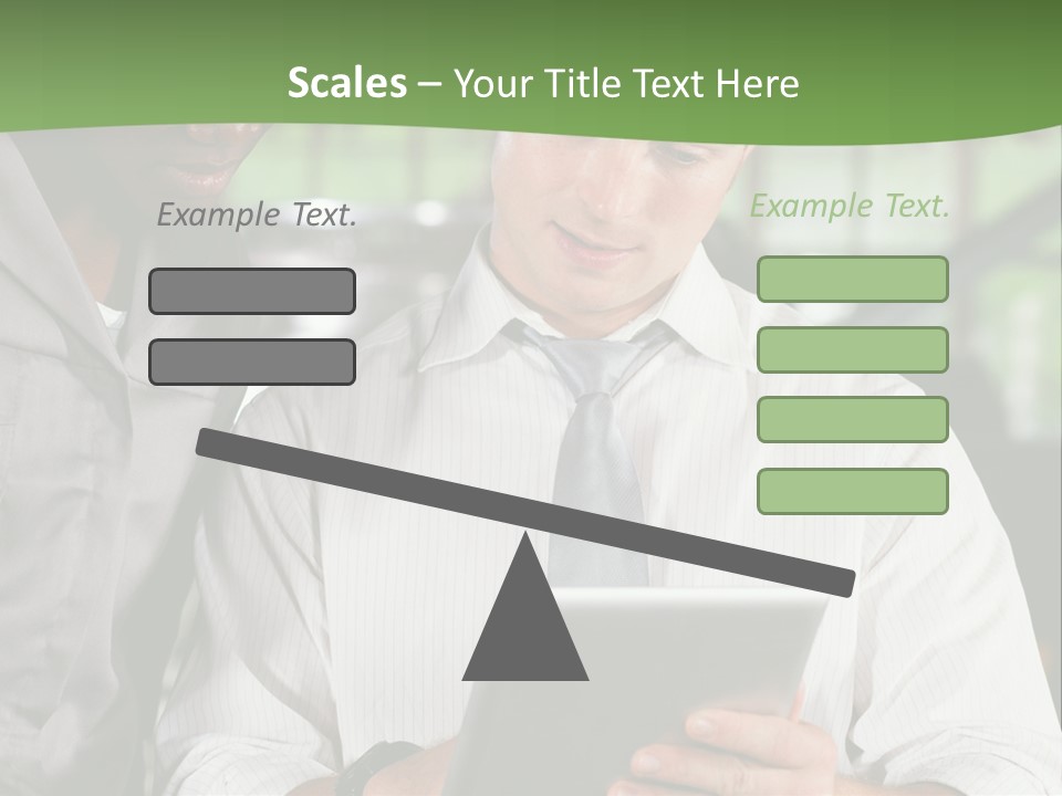 A Man And A Woman Looking At A Tablet PowerPoint Template