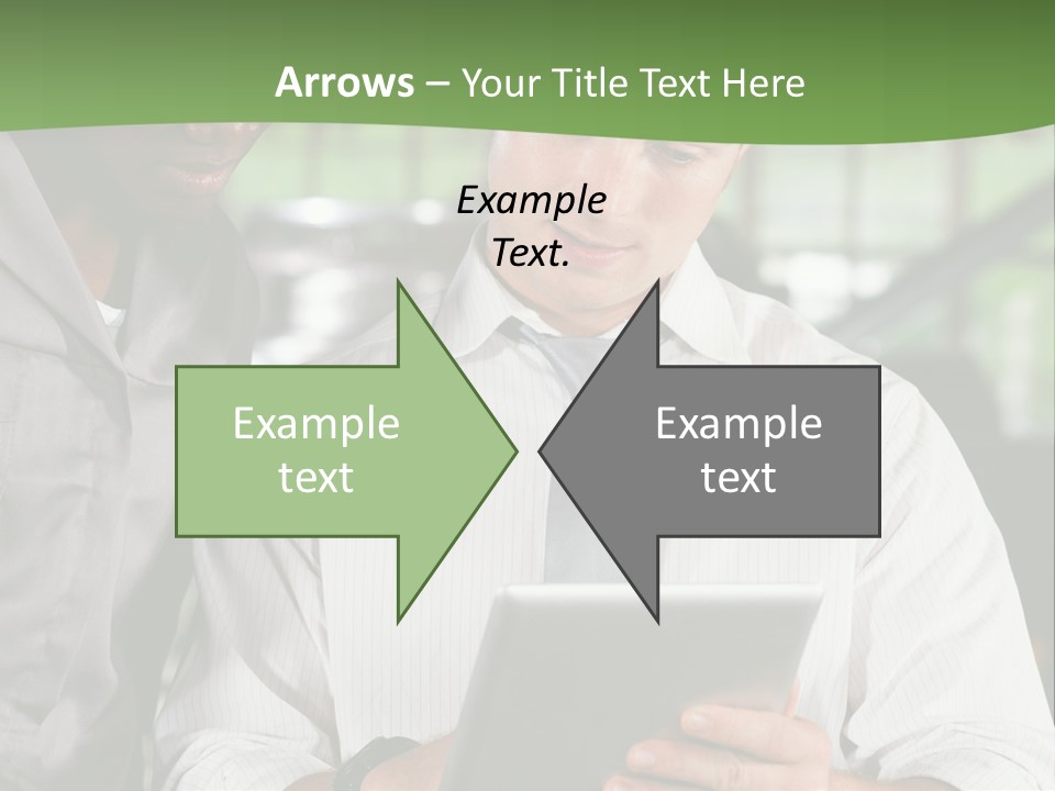 A Man And A Woman Looking At A Tablet PowerPoint Template