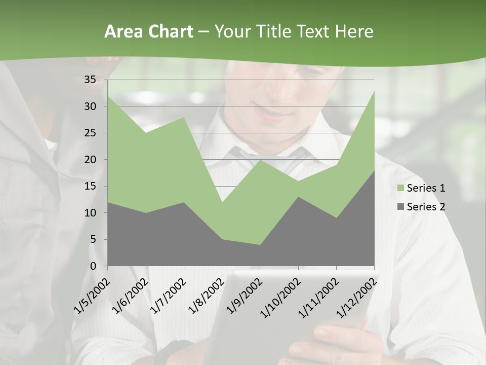 A Man And A Woman Looking At A Tablet PowerPoint Template