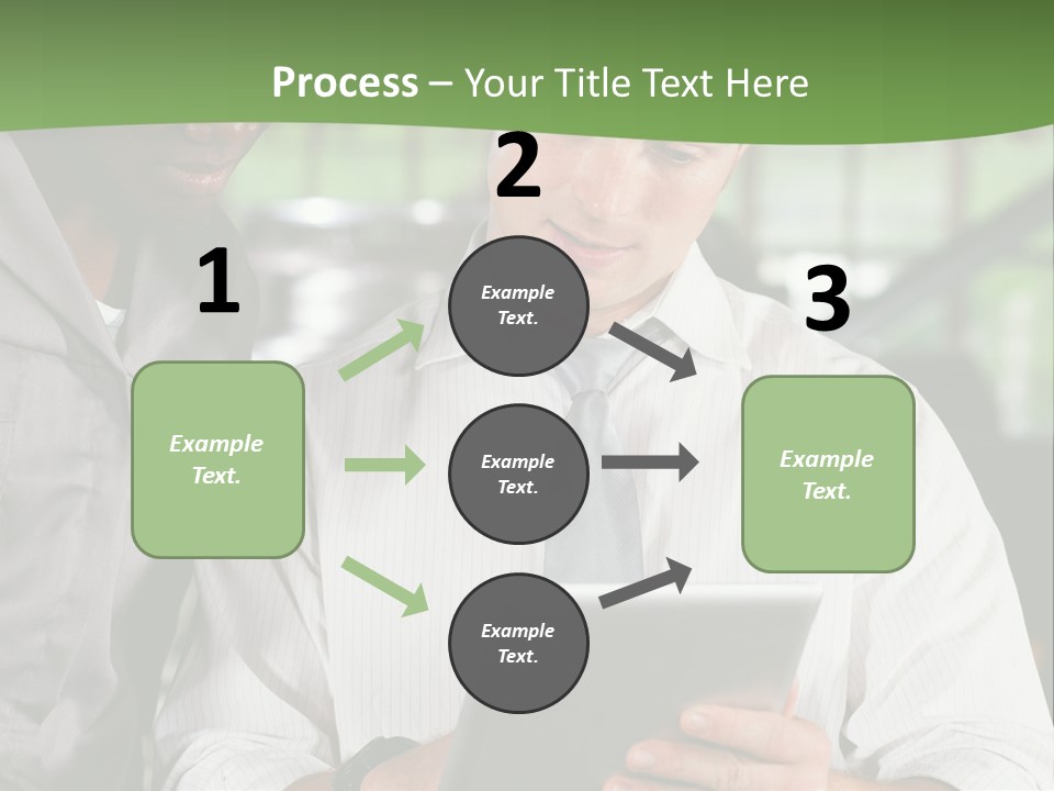 A Man And A Woman Looking At A Tablet PowerPoint Template