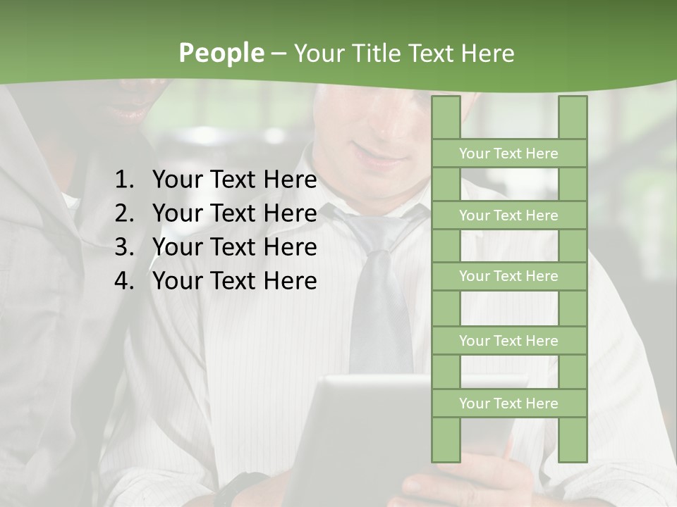 A Man And A Woman Looking At A Tablet PowerPoint Template