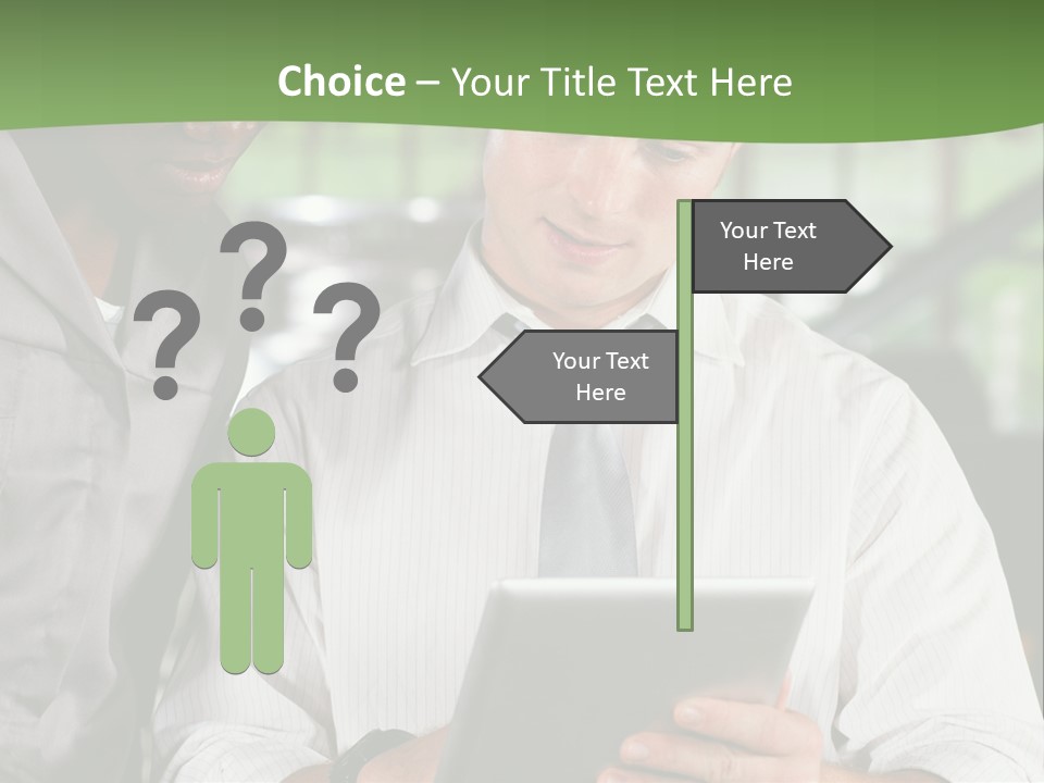 A Man And A Woman Looking At A Tablet PowerPoint Template