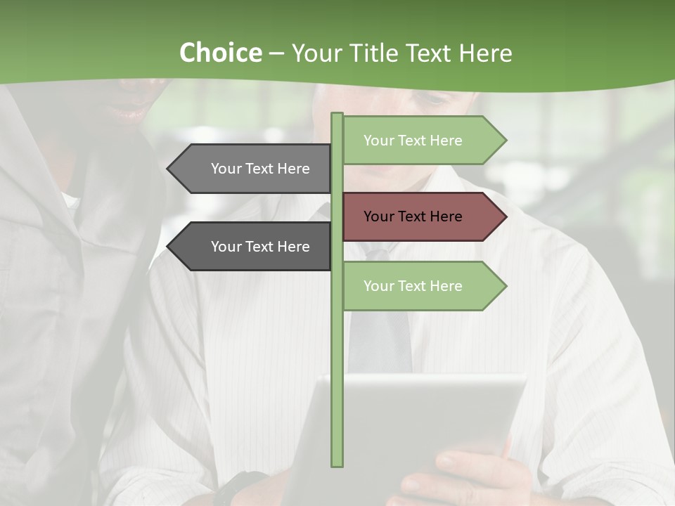 A Man And A Woman Looking At A Tablet PowerPoint Template