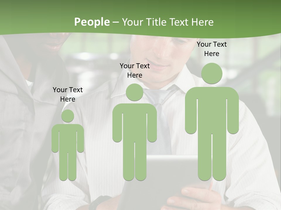 A Man And A Woman Looking At A Tablet PowerPoint Template