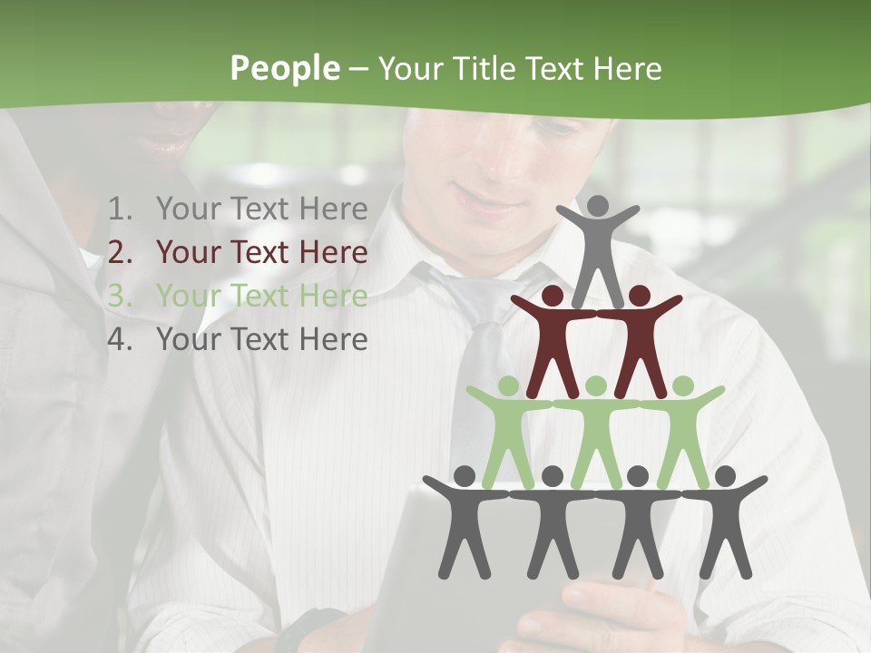 A Man And A Woman Looking At A Tablet PowerPoint Template