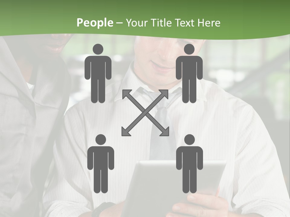 A Man And A Woman Looking At A Tablet PowerPoint Template