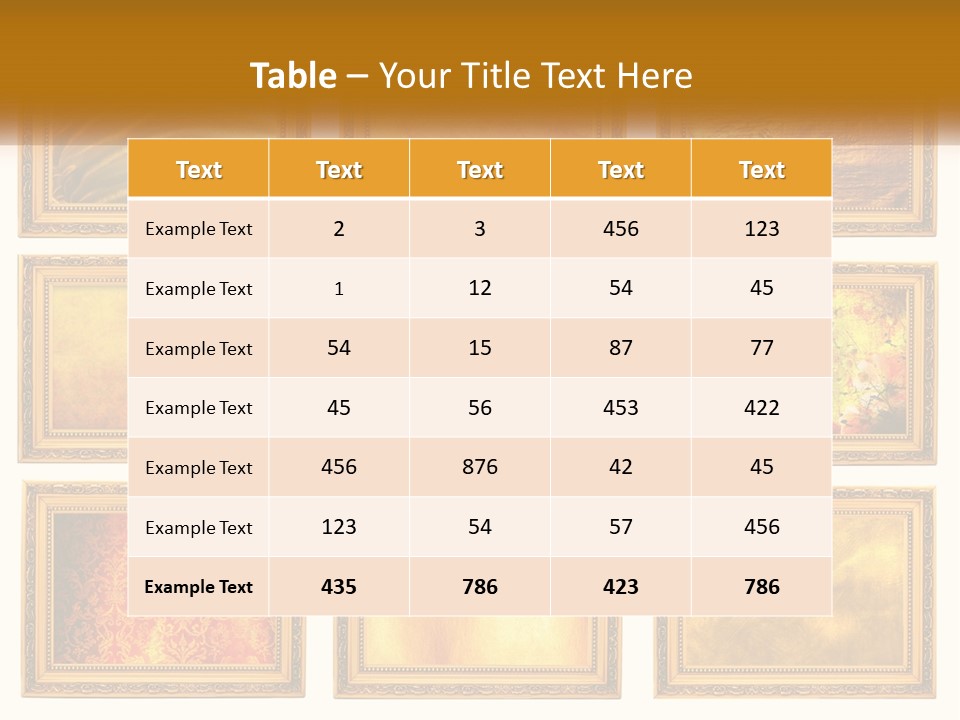 A Set Of Nine Golden Frames On A White Wall PowerPoint Template