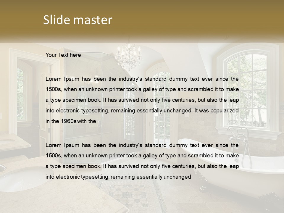 A Bath Room With A Tub A Sink And A Window PowerPoint Template