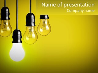A Group Of Light Bulbs Hanging From A Ceiling PowerPoint Template
