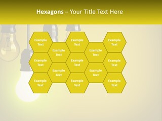 A Group Of Light Bulbs Hanging From A Ceiling PowerPoint Template