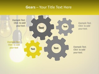 A Group Of Light Bulbs Hanging From A Ceiling PowerPoint Template