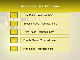 A Group Of Light Bulbs Hanging From A Ceiling PowerPoint Template