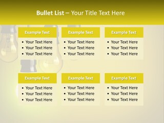 A Group Of Light Bulbs Hanging From A Ceiling PowerPoint Template