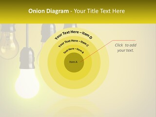 A Group Of Light Bulbs Hanging From A Ceiling PowerPoint Template