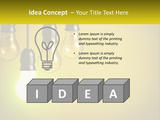A Group Of Light Bulbs Hanging From A Ceiling PowerPoint Template