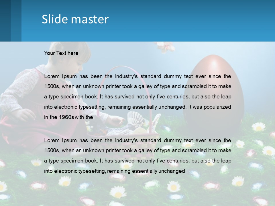 A Little Girl Sitting In The Grass With A Basket Of Eggs PowerPoint Template