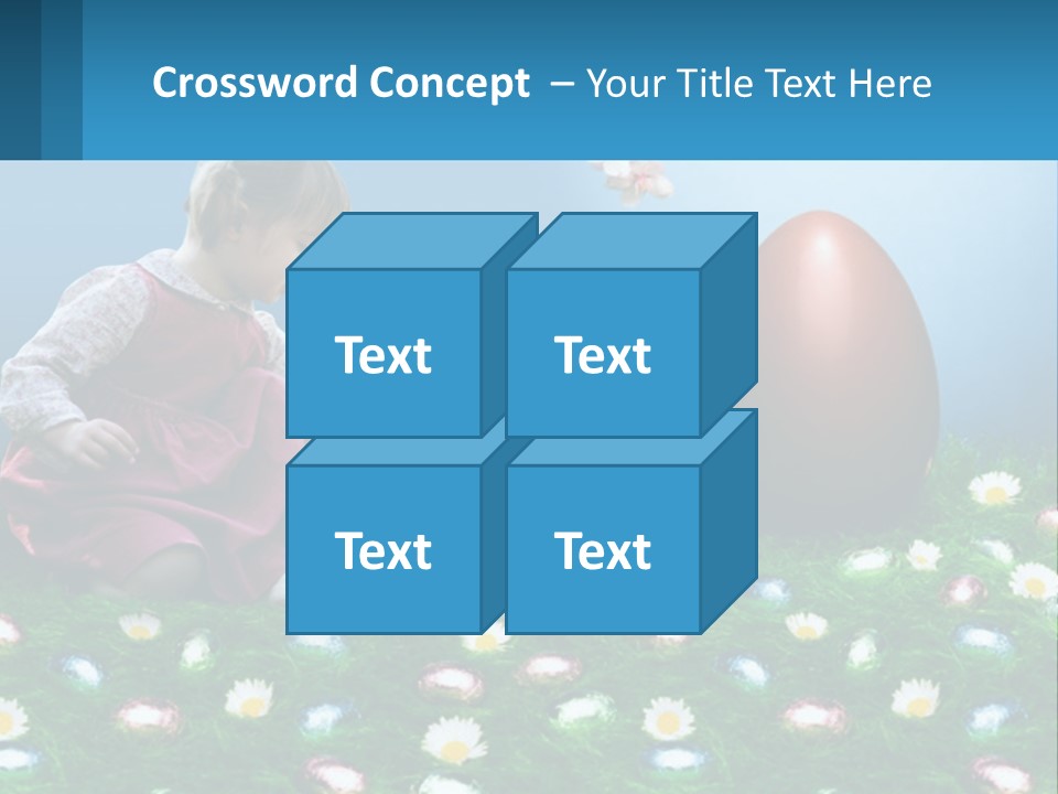 A Little Girl Sitting In The Grass With A Basket Of Eggs PowerPoint Template