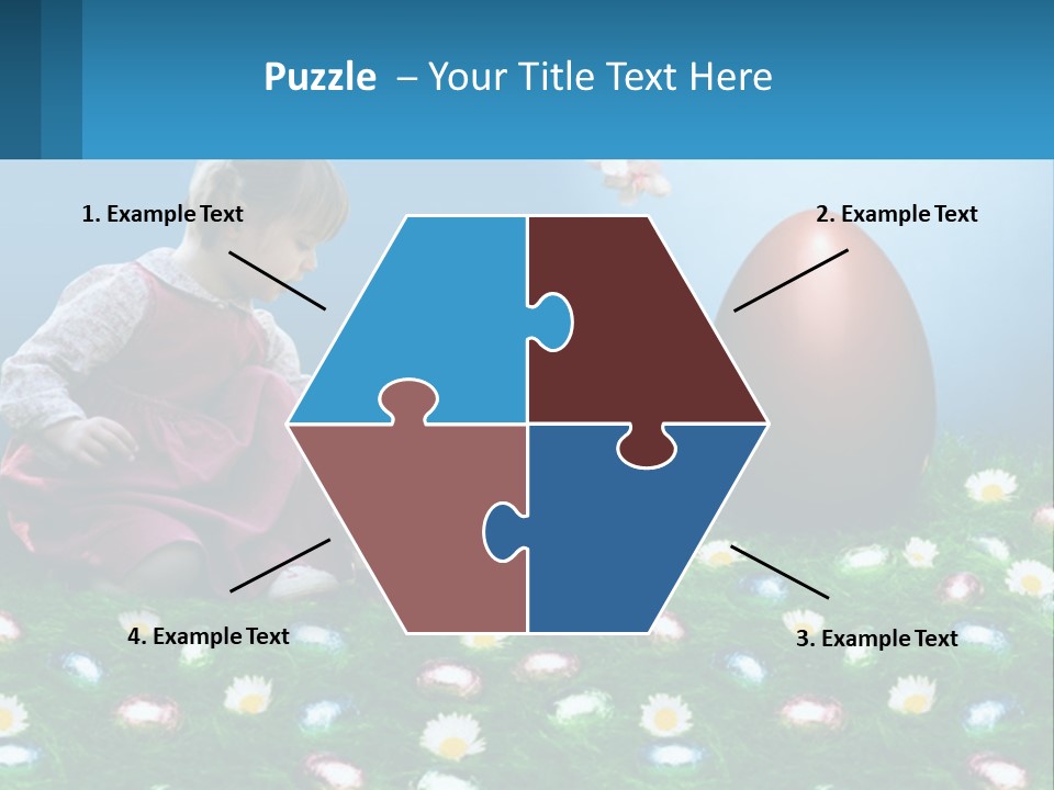 A Little Girl Sitting In The Grass With A Basket Of Eggs PowerPoint Template