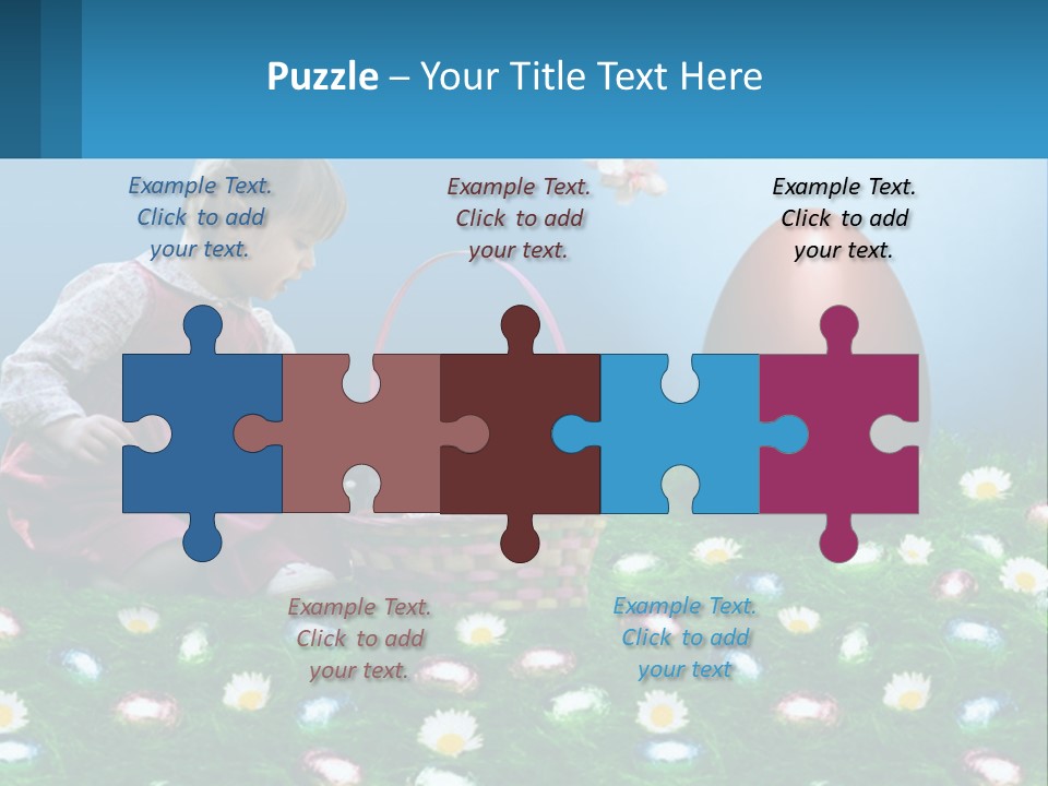 A Little Girl Sitting In The Grass With A Basket Of Eggs PowerPoint Template