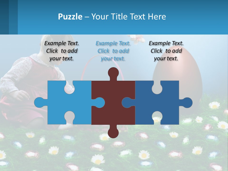 A Little Girl Sitting In The Grass With A Basket Of Eggs PowerPoint Template