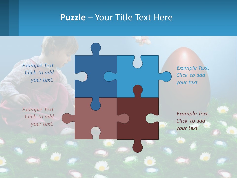 A Little Girl Sitting In The Grass With A Basket Of Eggs PowerPoint Template