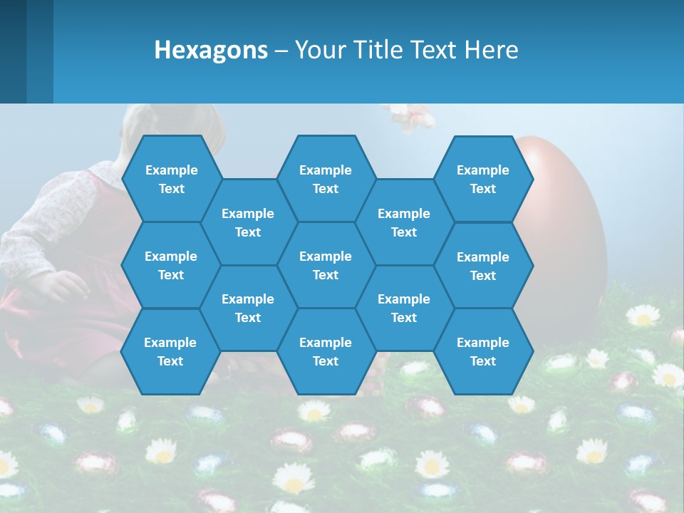 A Little Girl Sitting In The Grass With A Basket Of Eggs PowerPoint Template