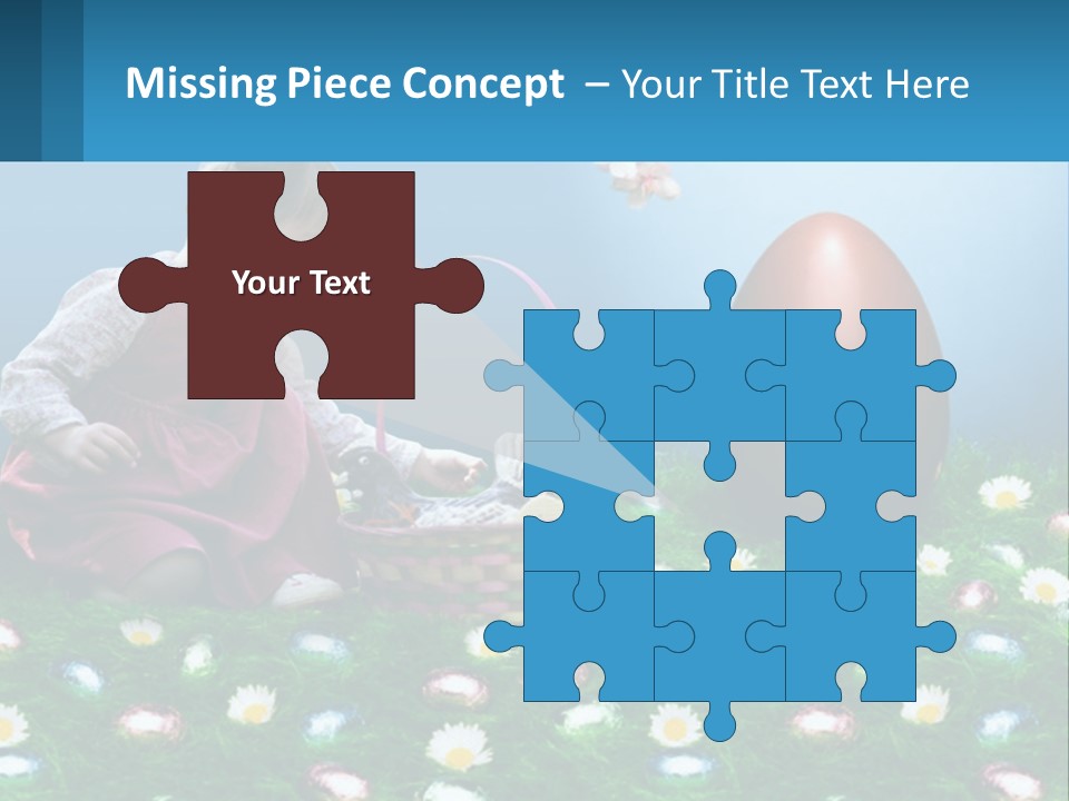 A Little Girl Sitting In The Grass With A Basket Of Eggs PowerPoint Template