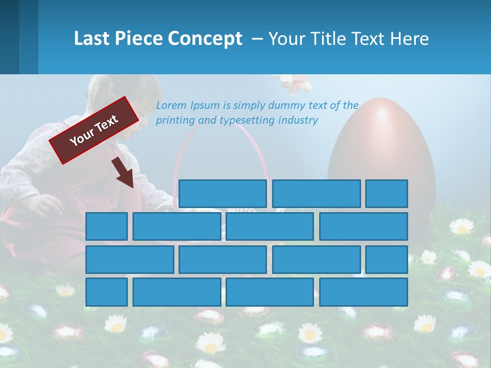 A Little Girl Sitting In The Grass With A Basket Of Eggs PowerPoint Template